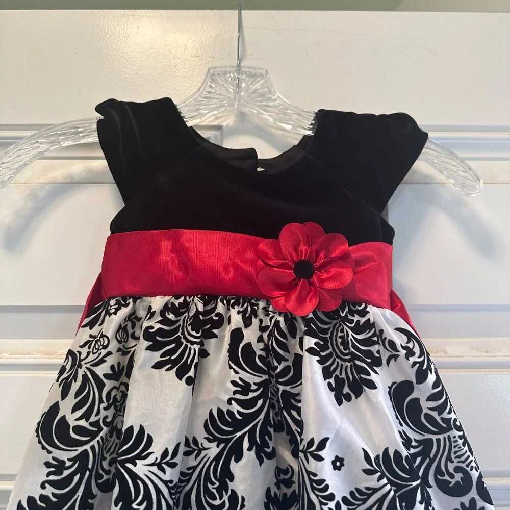 Jona Michelle Girls Party Dress Print Black/White/Red Size 2T - Picture 7 of 8